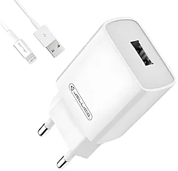 Мережевий зарядний пристрій Jellico C7 18w QC3.0 home charger + Lightning cable white - фото Мережевий зарядний пристрій Jellico C7 18w QC3.0 home charger + Lightning cable white