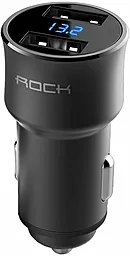 Автомобільний зарядний пристрій Rock H2 Car Charger + LCD 3.4 A Black