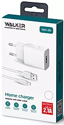 Сетевое зарядное устройство Walker WH-26 2.1a USB-A charger + micro USB cable white - миниатюра 3 Сетевое зарядное устройство Walker WH-26 2.1a USB-A charger + micro USB cable white - миниатюра 3