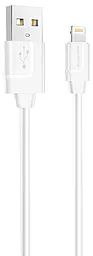 Кабель Borofone BX55 Harmony Silicone USB-A - Lightning 12w 2.4a 1м cable White - фото Кабель Borofone BX55 Harmony Silicone USB-A - Lightning 12w 2.4a 1м cable White