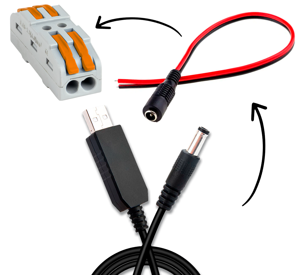 Комплект питания для 12V светодиодной ленты от USB кабеля / изоборажение №1