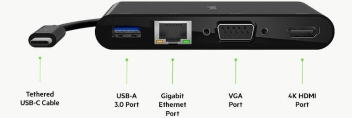 Концентратор (USB хаб) Belkin USB Type-C to RJ-45 + HDMI + VGA + USB-A + PD (AVC004BTBK) / изоборажение №2