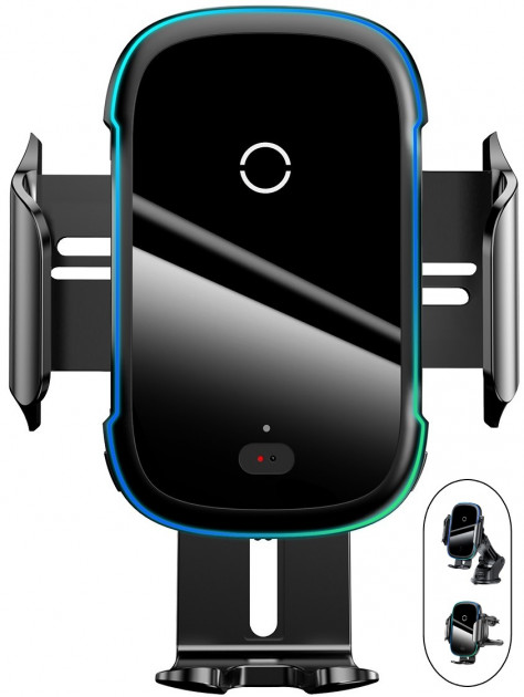 Автотримач з бездротовою зарядкою Baseus Light Electric Holder с технологією Qi 15W Black (WXHW03-01) / зображення №1