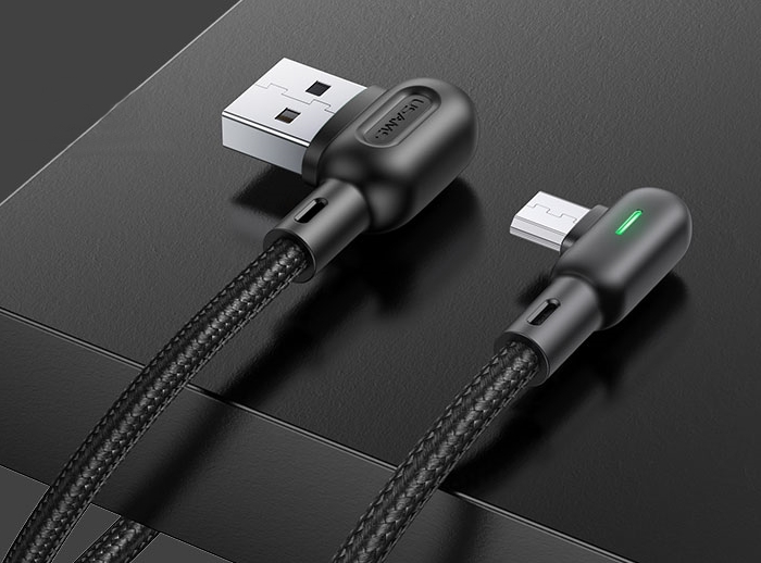 Кабель USB Usams U57 Dual Right-Angle Lightning Cable 2A 1.2м Black (US-SJ455) / изоборажение №2
