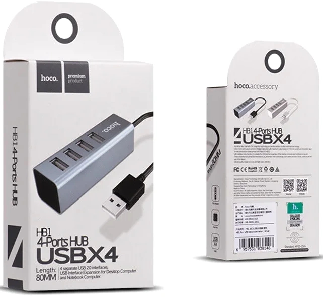 USB концентратор (хаб) Hoco HB1 USB -> 4xUSB 2.0 Tarnish / зображення №7