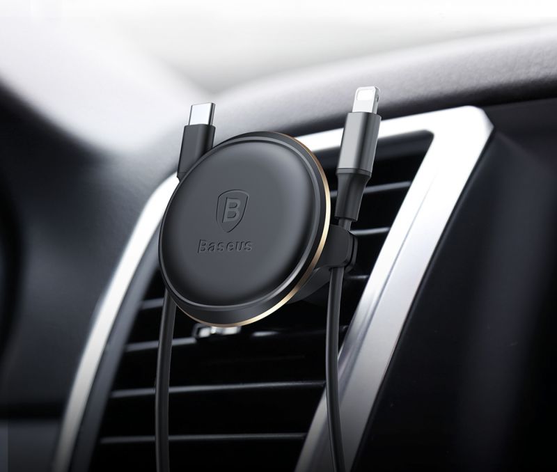 Автодержатель магнитный Baseus Small Ears Series Magnetic Car Air Vent Mount with Cable Clip Black (SUGX-A01) / изоборажение №2
