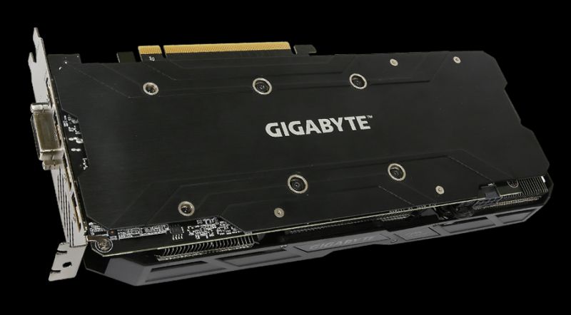 Металическая пластина Gigabyte GeForce GTX 1080 TI AORUS 11264MB (GV-N108TAORUS-11GD) вид сзади фото