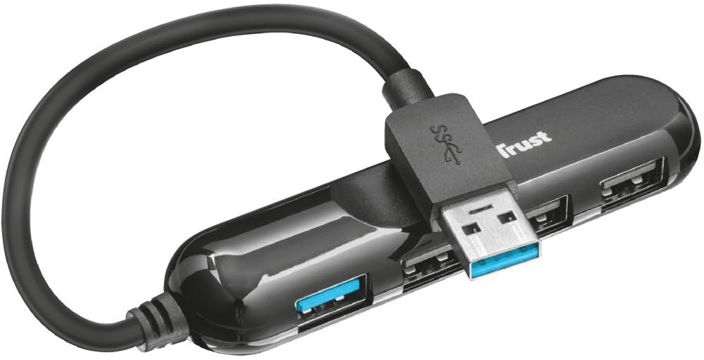 Концентратор (USB хаб) Trust USB HUB Aiva 4 Port 3xUSB 2.0, 1xUSB 3.1 Black (22260) / изоборажение №1