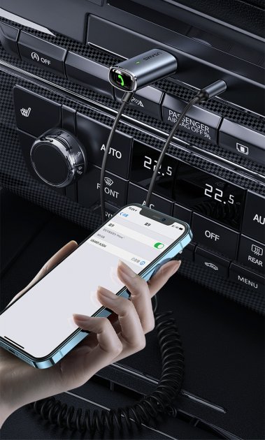 Bluetooth адаптер Usams US-SJ504 Aluminum Alloy Car Wireless Audio Receiver Silver / изоборажение №2