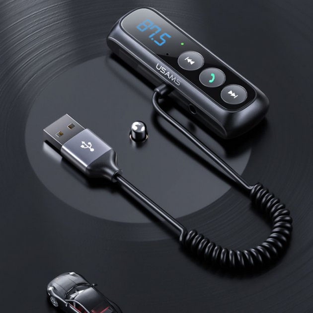 Bluetooth адаптер Usams US-SJ503 Car Digital Display FM Wireless Audio Receiver Black / изоборажение №1