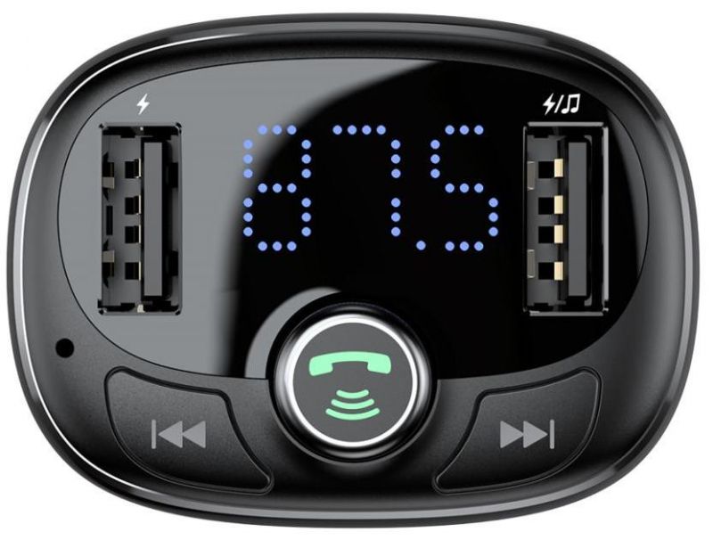 Автомобильное зарядное устройство с FM-модулятором Baseus T-Typed S-09 MP3 Car Charger Black (CCALL-TM01 / CCMT000301) / изоборажение №4