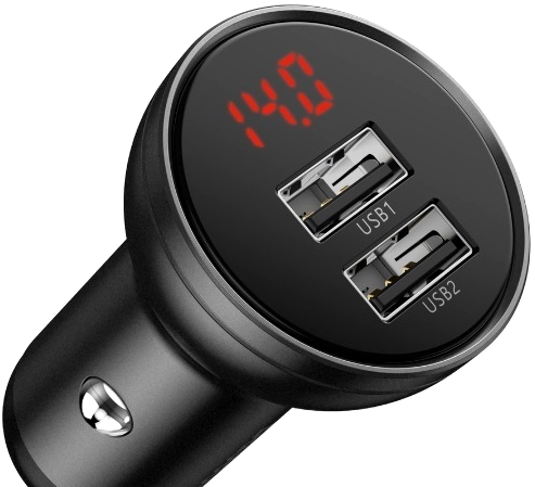 Автомобильное зарядное устройство Baseus Digital Display Dual USB 4.8A 24W Black (CCBX-0G) / изоборажение №6