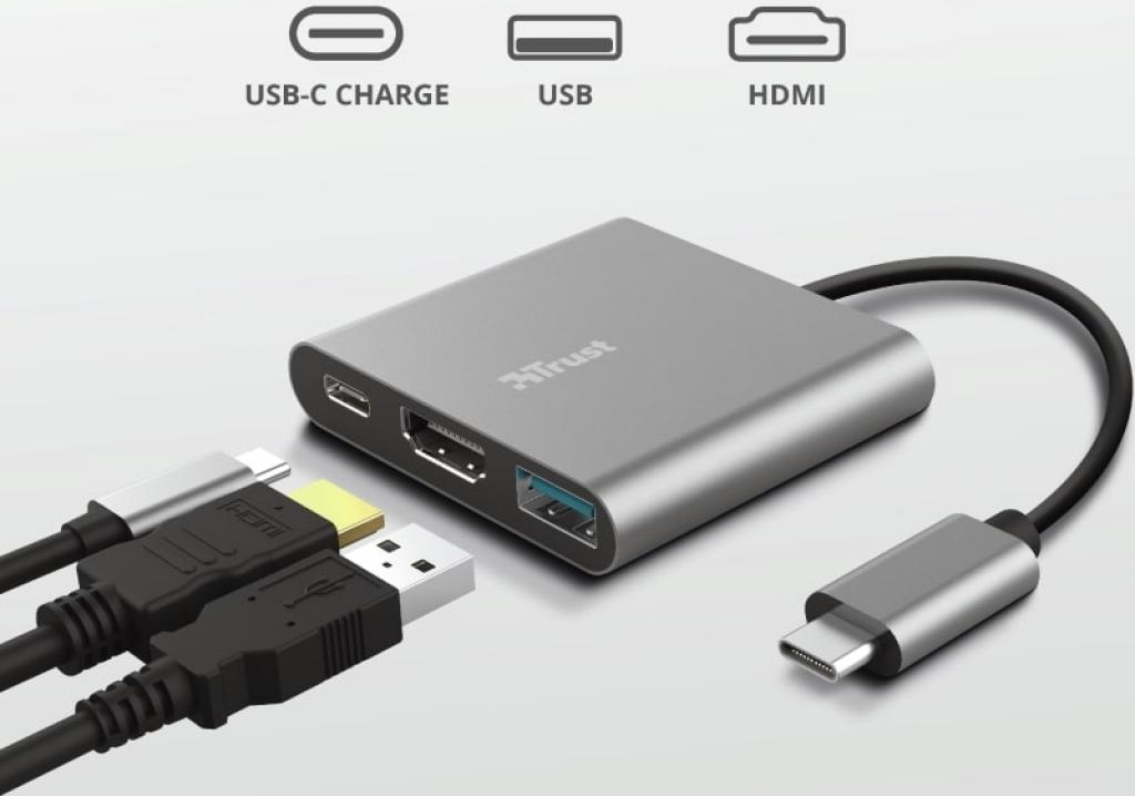 Концентратор (USB хаб) Trust Dalyx ALUMINIUM USB Type-C to HDMI + USB Type-C + USB-A (23772_TRUST) / изоборажение №2