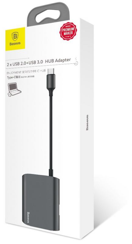 Концентратор (USB-HUB) Baseus Enjoyment series Type-C to 2xUSB/USB 3.0/USB-C Gray (CATSX-A0G) / зображення №9