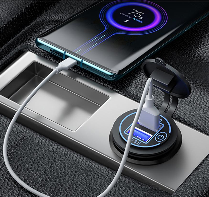 Врізний зарядний пристрій Smart Dual QC3.0 Car Charger Socket Lighter (12/24v) / зображення №1