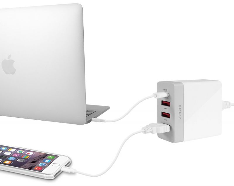 Мережевий зарядний пристрій Macally Home Chargers 3 USB White HOME72UC-EU / зображення №1