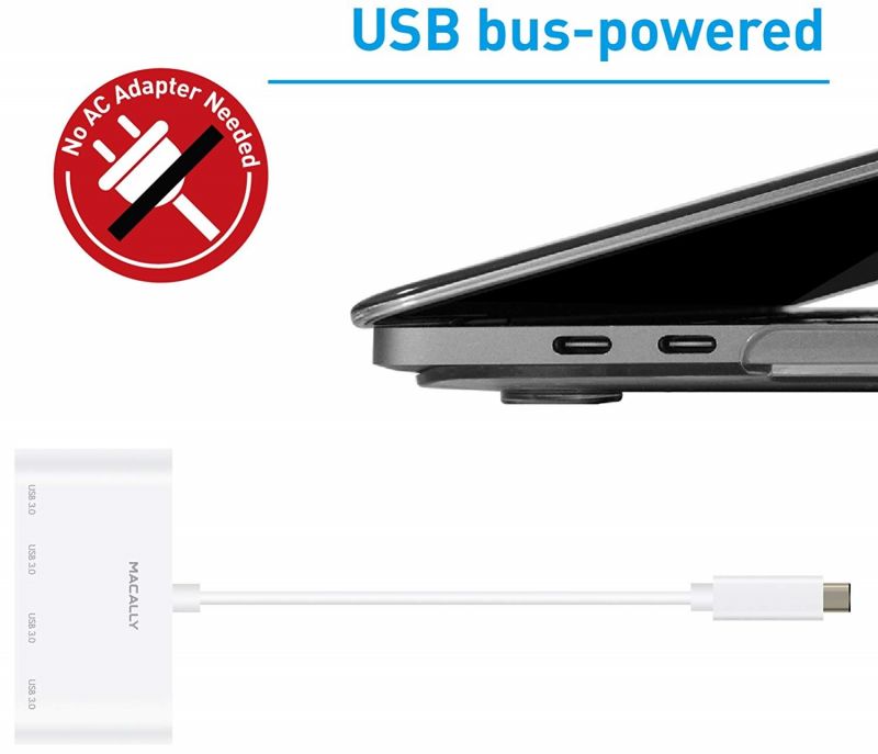 Концентратор (USB хаб) Macally Hub Series Type-C to 4 USB3.0 White (UCHUB4) / изоборажение №5
