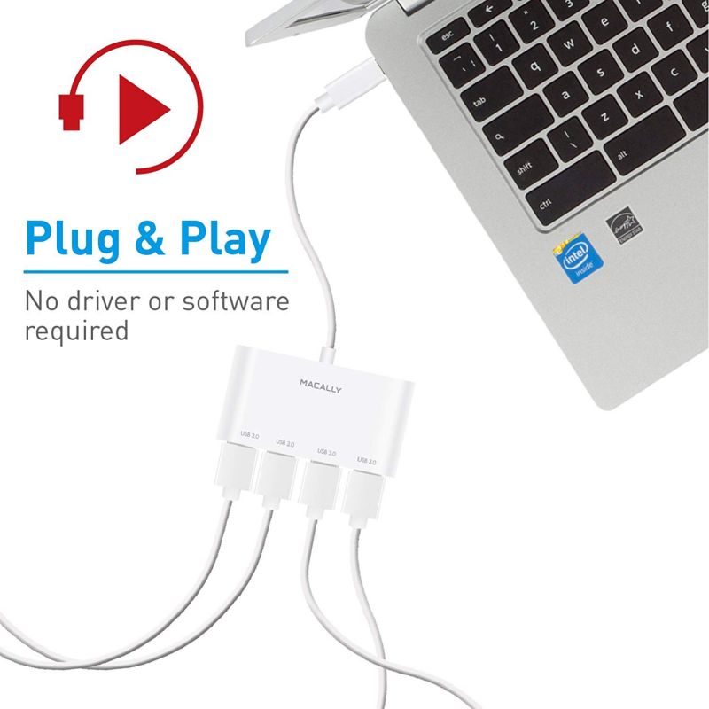 Концентратор (USB хаб) Macally Hub Series Type-C to 4 USB3.0 White (UCHUB4) / изоборажение №4