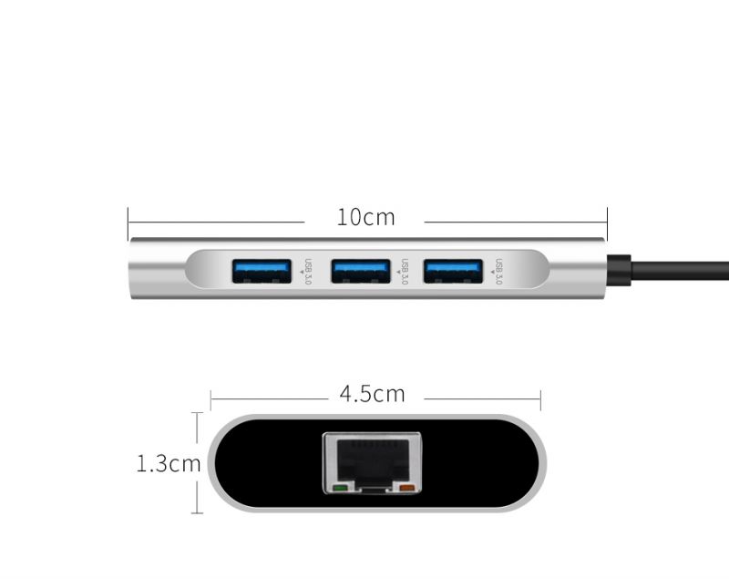 Концентратор (USB хаб) WIWU Adapter Apollo USB-C to RJ45 + 3xUSB3.0 HUB Gray (A430R) / изоборажение №3