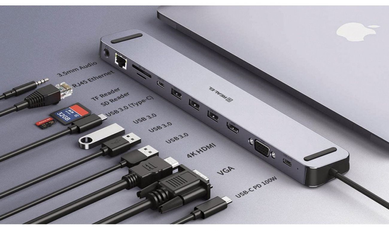 Концентратор (USB хаб) REAL-EL CQ-1000 MultiHUB Grey (EL123110005) / изоборажение №1