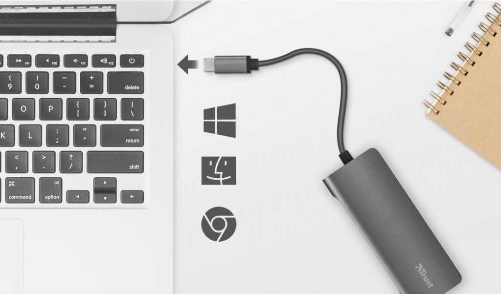 Концентратор (USB хаб) Trust Dalyx Aluminium 7-in-1 USB-C Multi-port (23331_TRUST) / изоборажение №1