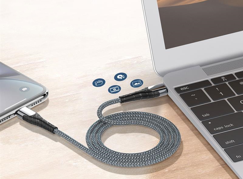 USB Кабель ColorWay PD Fast Charging USB-C - Lightning Cable 3A 2м Grey (CW-CBPDCL036-GR) / зображення №1