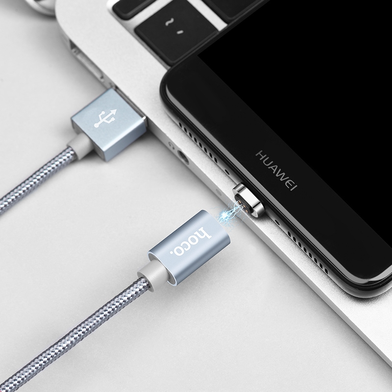 Кабель USB Hoco U40A Magnetic Adsorption Charged micro USB Cable Gray / изоборажение №1