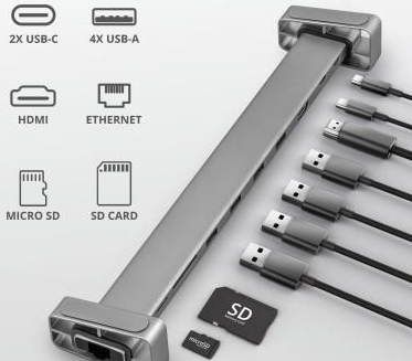 Концентратор (USB-HUB) Trust Dalyx Aluminium 10 in 1 Multi-port Dock Gray (23417_TRUST) / зображення №2