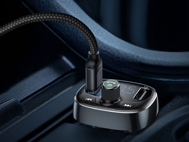 Автомобильное зарядное устройство с FM-модулятором Baseus T-Typed MP3 Car Charger Tarnish (CCALL-TM0A) / изоборажение №2