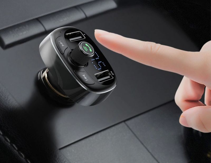 Автомобильное зарядное устройство с FM-модулятором Baseus T-Typed S-09 MP3 Car Charger Black (CCALL-TM01 / CCMT000301) / изоборажение №3