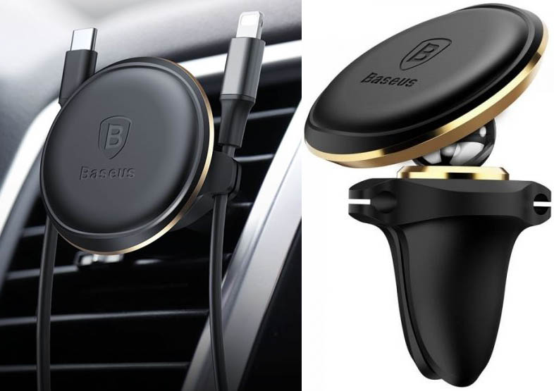 Baseus Small Ears Series Magnetic Car Air Vent Mount with Cable Clip утримає і телефон, і кабелі до нього.