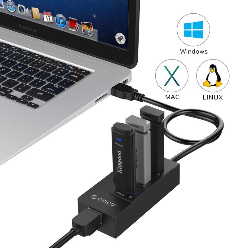 Концентратор (USB хаб) Orico HR01-U3-V1-BK-BP / изоборажение №1