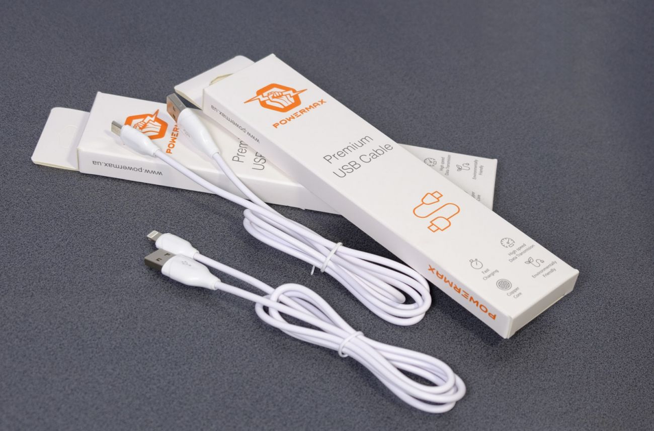 USB Кабель Powermax Premium Lightning Cable OEM White (PWRMXC1L) / зображення №1