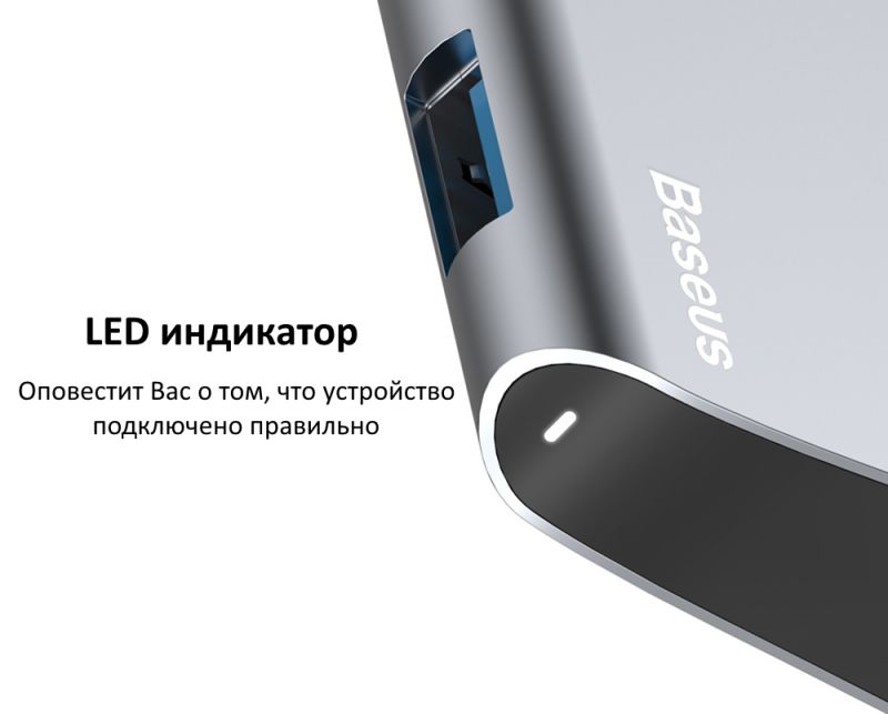 Концентратор (USB хаб) Baseus Enjoyment series Type-C - USB3.0/RJ45 Grey (CATSX-B0G) / изоборажение №4
