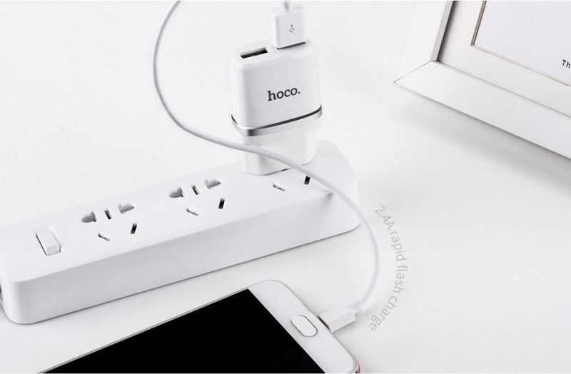 Сетевое зарядное устройство Hoco С12 Charger 2USB White / изоборажение №5