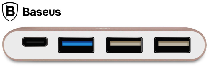 Концентратор (USB хаб) Baseus Sharp Series Type-C+3HUB Adapter Rose Gold (CATYPEC2-3H0R) / изоборажение №1