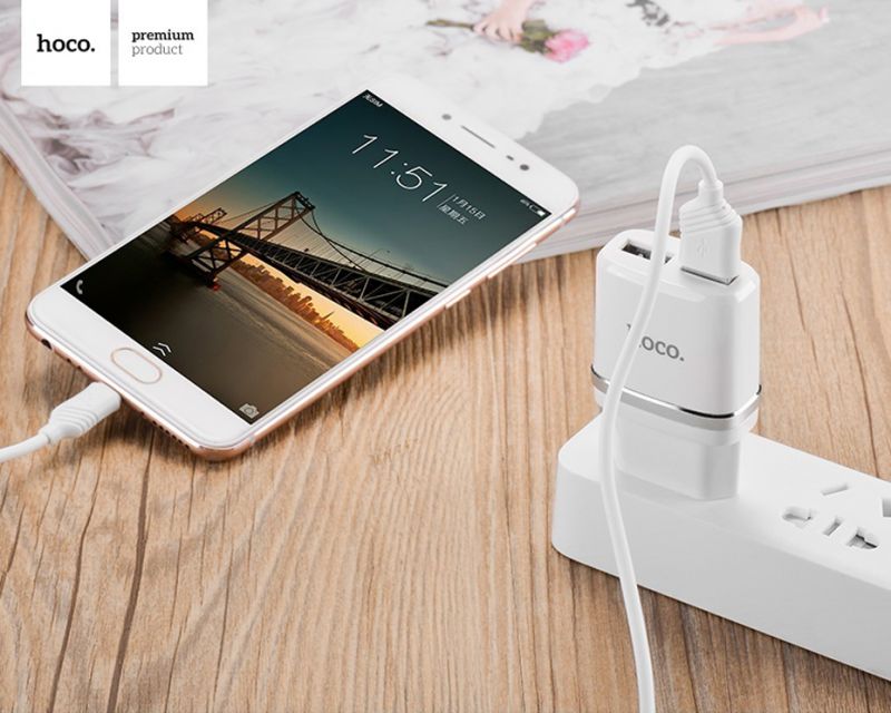 Сетевое зарядное устройство Hoco С12 Charger 2USB White / изоборажение №2