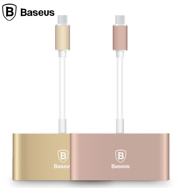 Концентратор (USB хаб) Baseus Sharp Series Type-C+3HUB Adapter Rose Gold (CATYPEC2-3H0R) / изоборажение №6