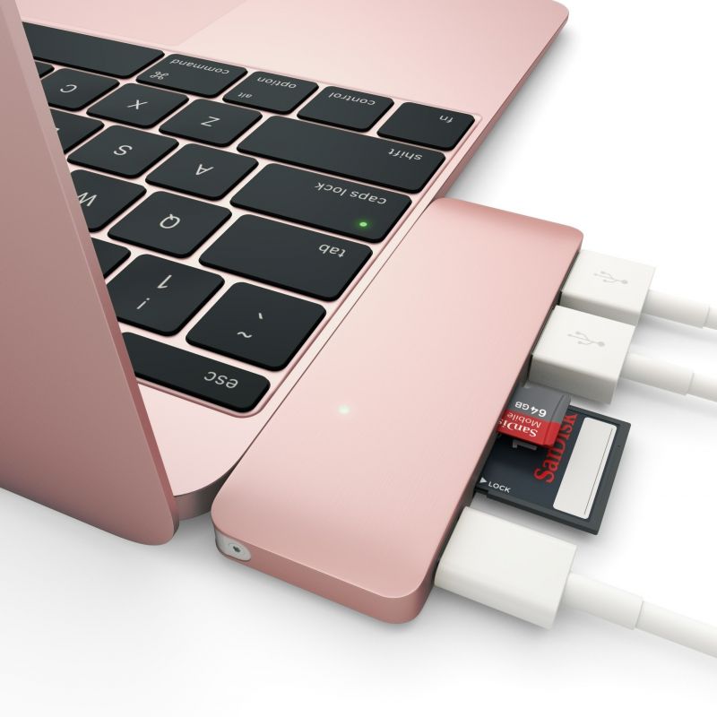 Концентратор (USB-HUB) Satechi USB-C/Card Reader/USB 3.0x2 Rose Gold (ST-TCUPR) / зображення №2