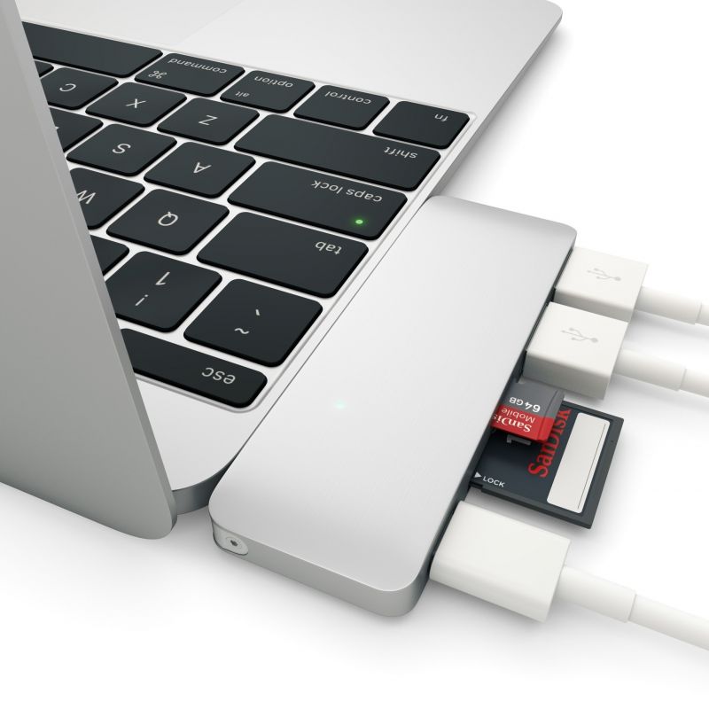 Концентратор (USB хаб) Satechi USB-C/Card Reader/USB 3.0x2 Silver (ST-TCUPS) / изоборажение №2