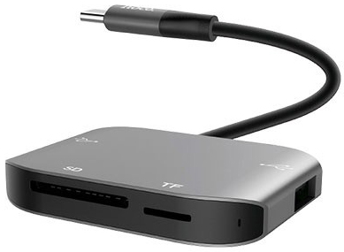 Концентратор (USB хаб) Hoco HB10 Yito Type-C To SD/TF Card Reader/2хUSB2.0 Gray / изоборажение №1