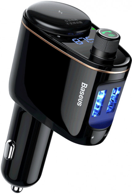 Автомобільний FM модулятор + зарядний пристрій Baseus Car Charger Bluetooth MP3 + Locomotive S-06 Black (CCALL-RH01) / зображення №1