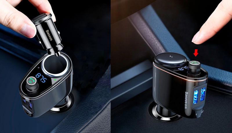 Автомобільний FM модулятор + зарядний пристрій Baseus Car Charger Bluetooth MP3 + Locomotive S-06 Black (CCALL-RH01) / зображення №4