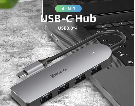 Концентратор (USB хаб) REAL-EL CQ-415 Space Grey (EL123110001) / изоборажение №1