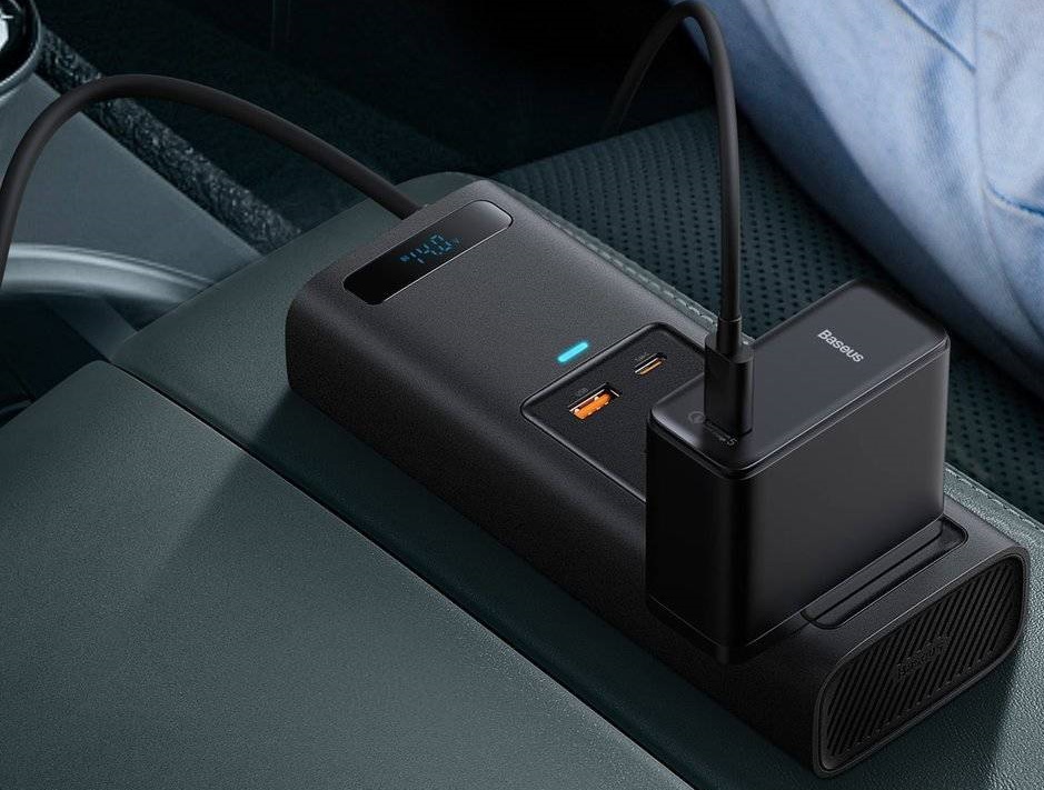 Автомобильное зарядное устройство - инвертор Baseus In-car Inverter 150W Black (CRNBQ-A01) / изоборажение №2
