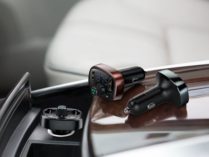 Автомобільний зарядний пристрій з FM трансмітером Baseus T-Typed S-09 MP3 Car Charger Black (CCALL-TM01 / CCMT000301) / зображення №5