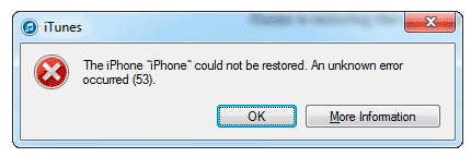 ошибка 53, которая раньше возникала при ремонте iPhone