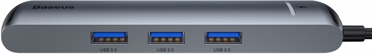 Мультипортовый USB Type-C хаб (концентратор) Baseus Mechanical Eye 6 in 1 USB-C USB3.0x3 + HDMI + RJ45 + USB-C PD Ethernet Grey (CAHUB-J0G) / изоборажение №1