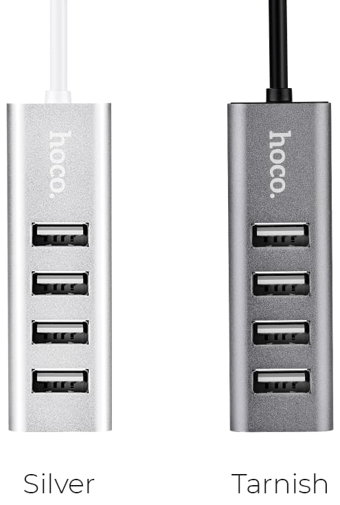 USB концентратор (хаб) Hoco HB1 USB to 4xUSB 2.0 Silver/White / зображення №6