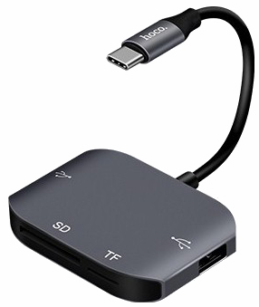 Концентратор (USB хаб) Hoco HB10 Yito Type-C To SD/TF Card Reader/2хUSB2.0 Gray / изоборажение №2